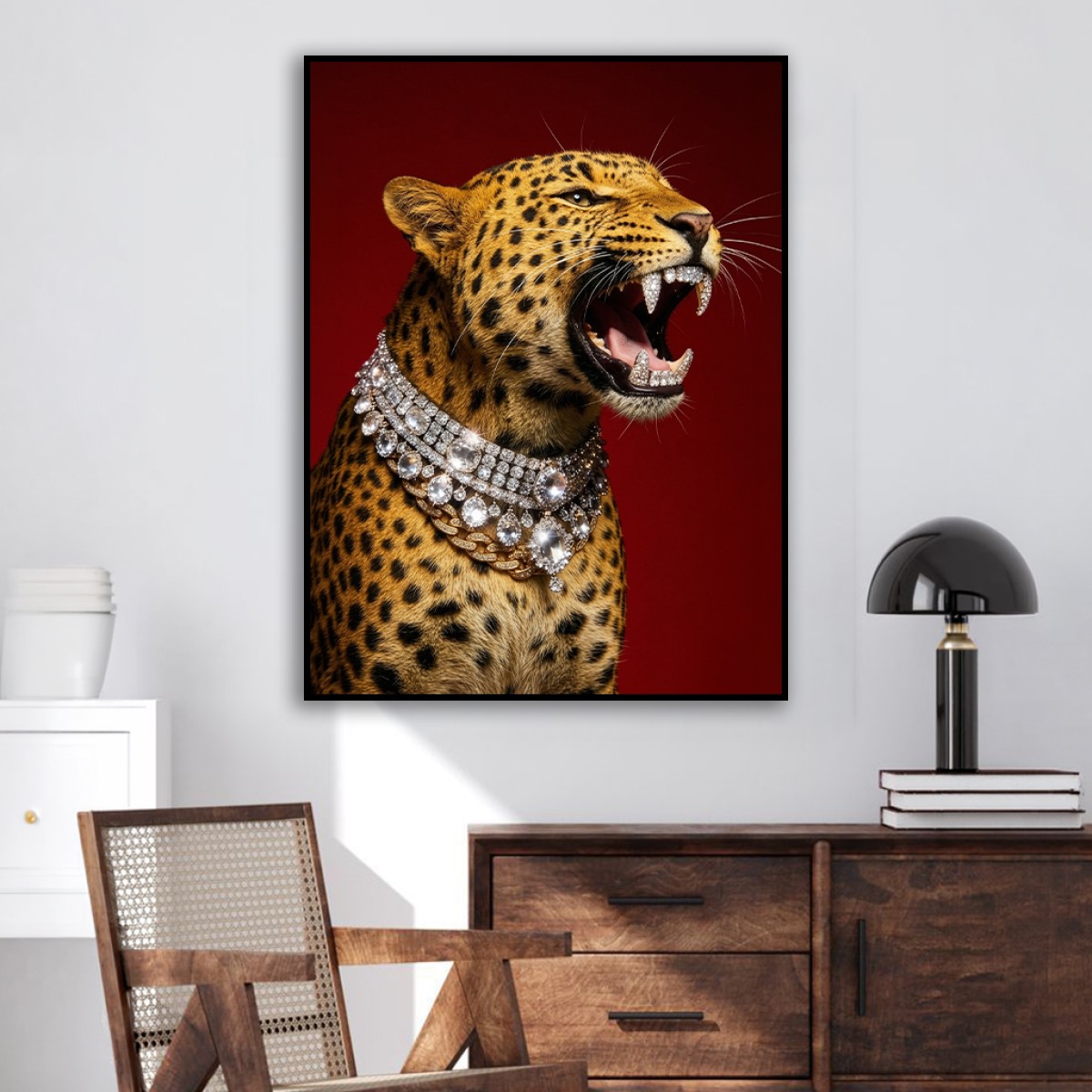 Fierce Luxury Diamond Leopard Canvas Wall Art