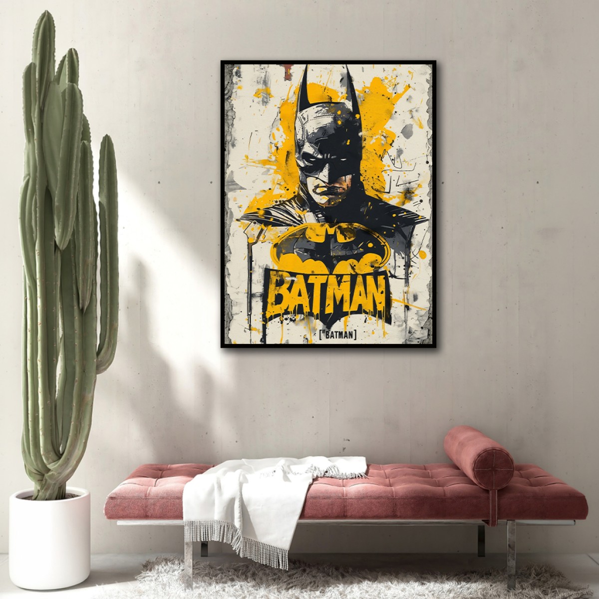 Urban Grunge Batman Splatter Canvas Wall Art