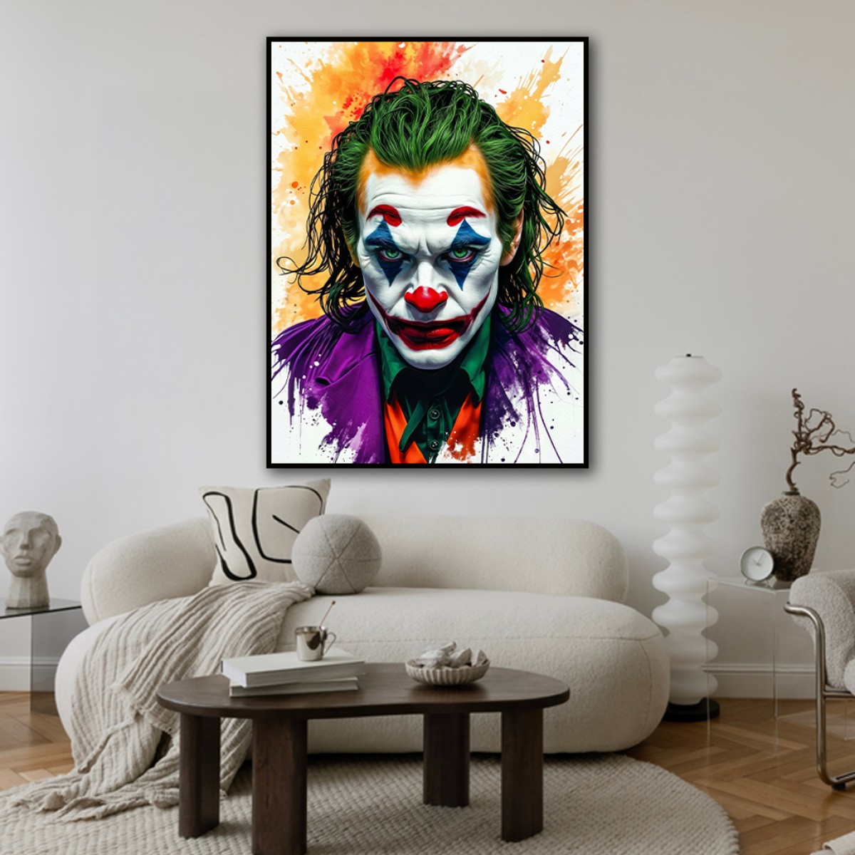 Vibrant Watercolor Joker Pop Art Canvas