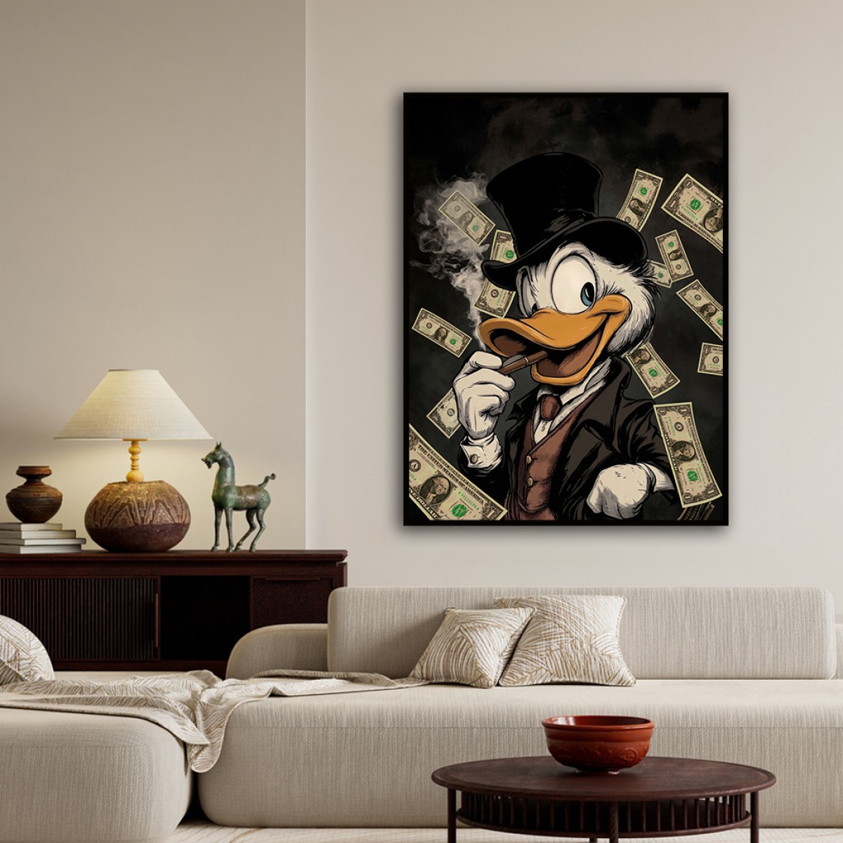 Edgy Wealth Hustle Duck Pop Art Canvas