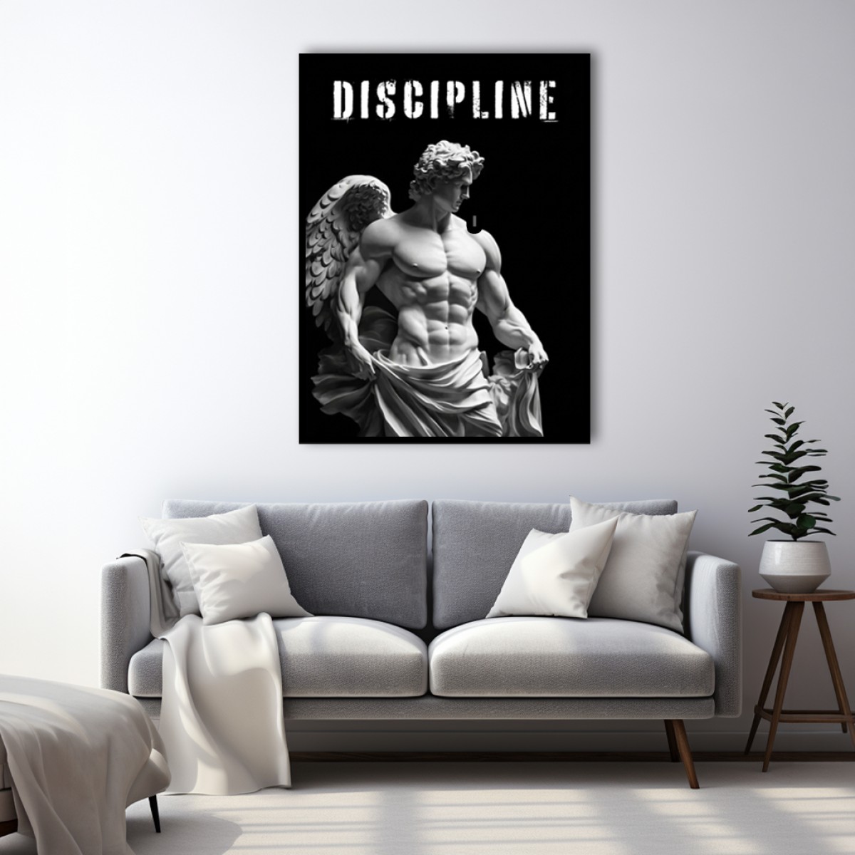 Discipline Motivational Wall Art - Classical Winged Figure Canvas