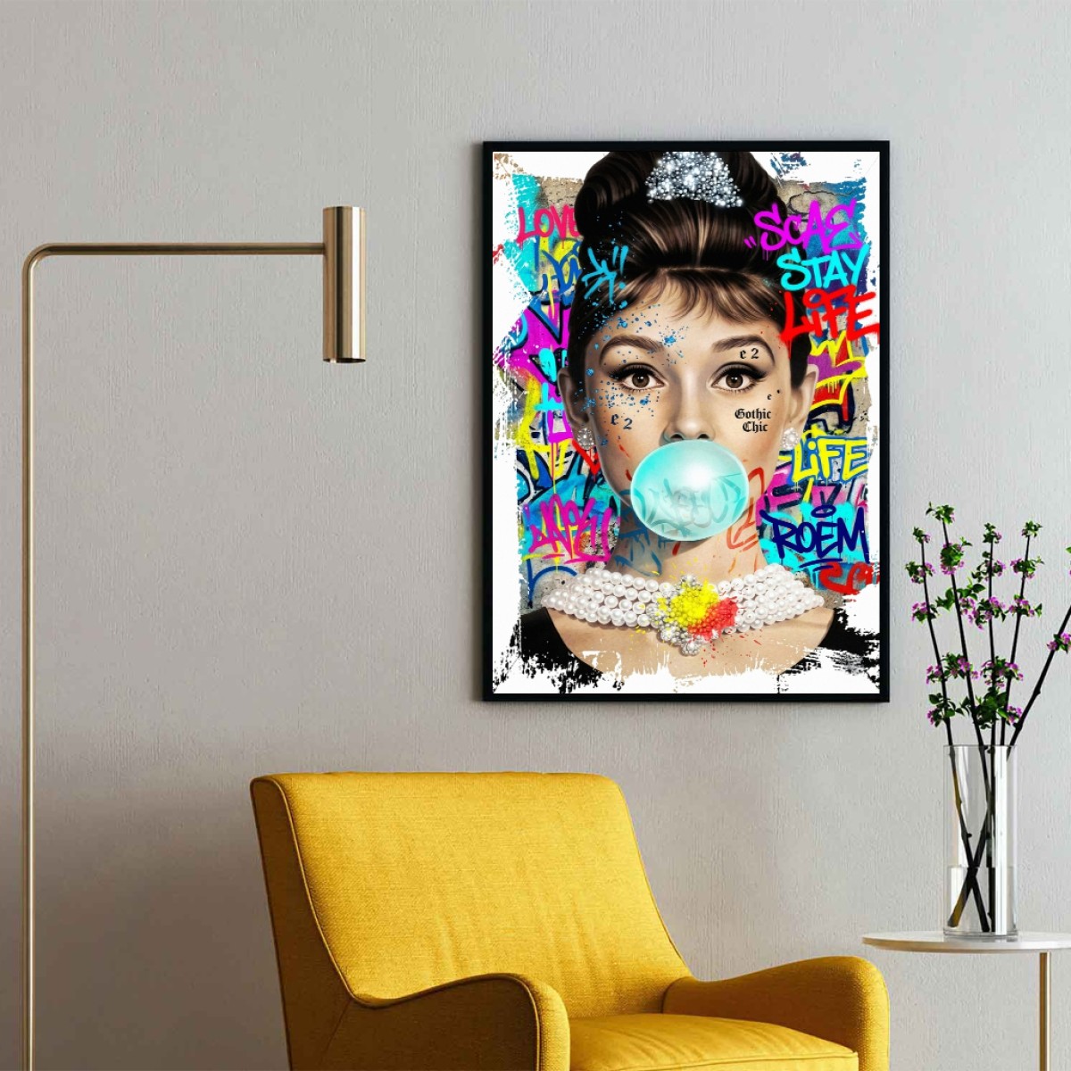 Pop Art Vintage Icon Bubblegum Canvas - Neon Graffiti Street Art